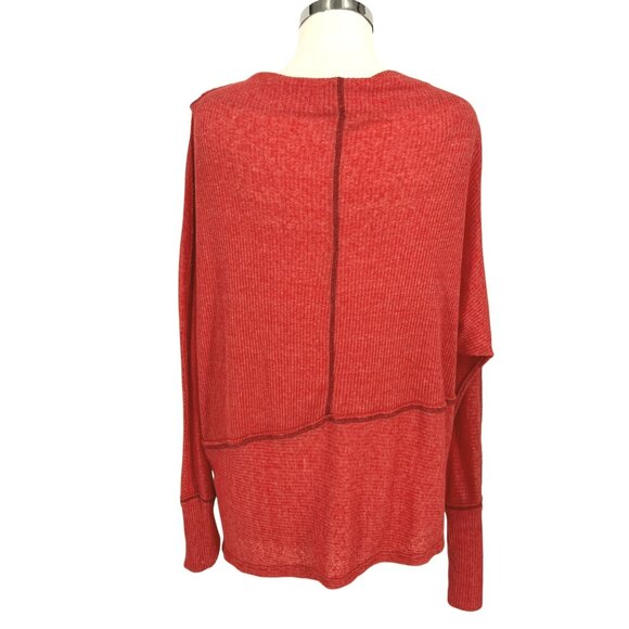 We The Free Londontown Thermal Oversize Top Red Orange Size XS - Picture 8 of 12